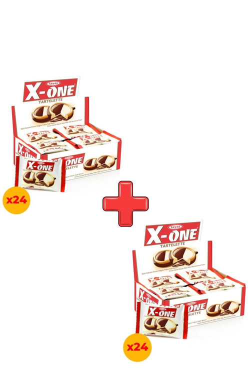 X-One Tartelette Sütlü Kakaolu Krema Dolgulu Kaplı Bisküvi 20 Gr X 24 Adet Kutulu 2'Li Paket
