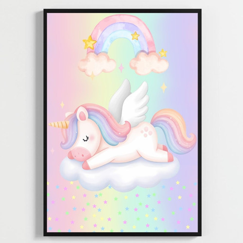 Masal Dünyası Unicorn Çocuk Odası Posteri–Dekoratif 3lü Set A4 Çerçevesiz