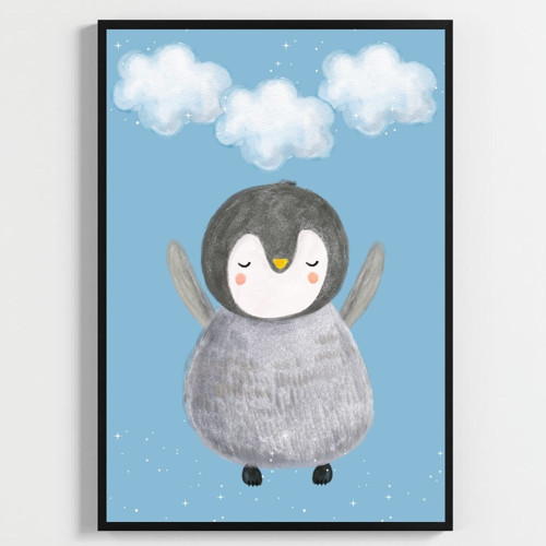 Rüyacı Penguenler Çocuk Odası Posteri–Dekoratif 3lü Set A2 Çerçevesiz