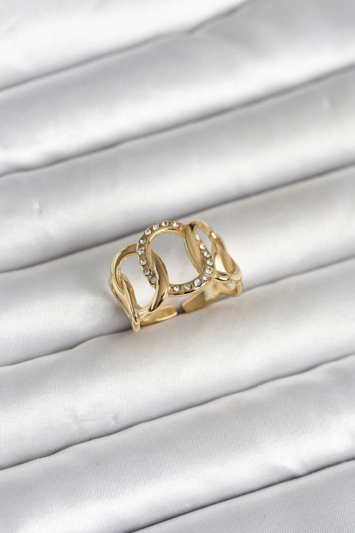 316L Çelik Gold Renk Samanyolu Model Kadın Yüzük