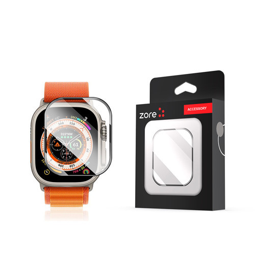 Watch Ultra 49mm MKST ALM-01 Metal Çerçeveli Ekran Koruyucu - Siyah