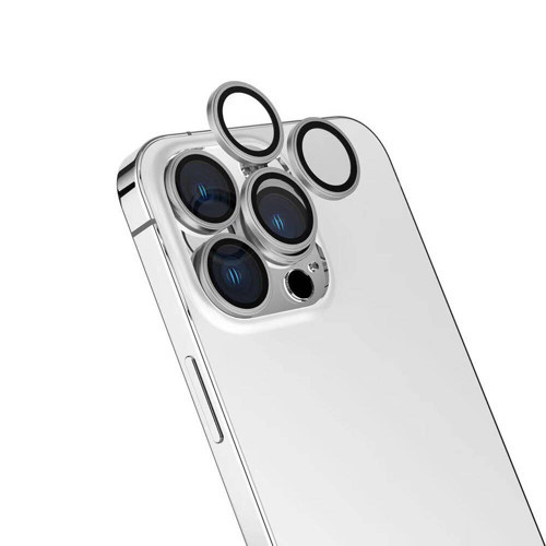 iPhone 16 Pro Max MKST CL-15 Parmak İzi Bırakmayan Anti-Reflective Kamera Lens Koruyucu-Gümüş