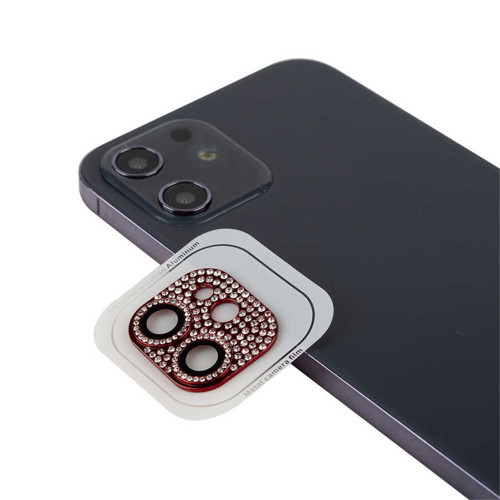iPhone 12 Mini Uyumlu MKST CL-08 Kamera Koruyucu-Kırmızı