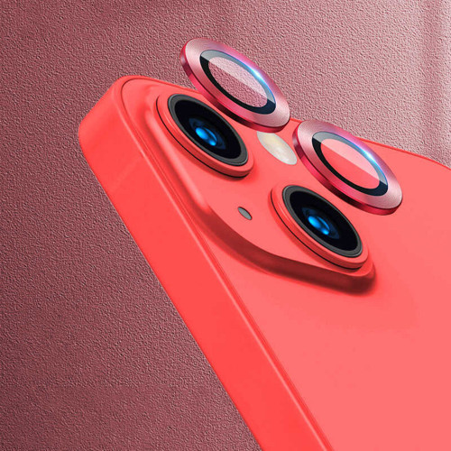 iPhone 13 Mini Uyumlu MKST CL-07 Kamera Koruyucu-Kırmızı