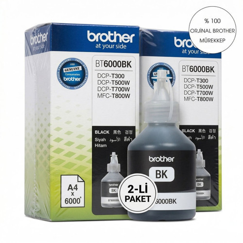 2 Adet 100 Ml Brother Siyah Mürekkep Btd60 Bk – T220 / T420W / T520W / T720W / T820W / T920
