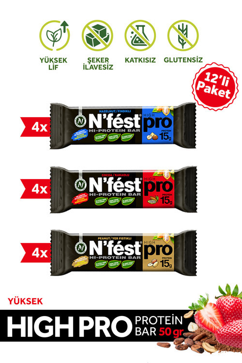Yüksek Protein Bar Deneme Paketi 50G X 12 Adet