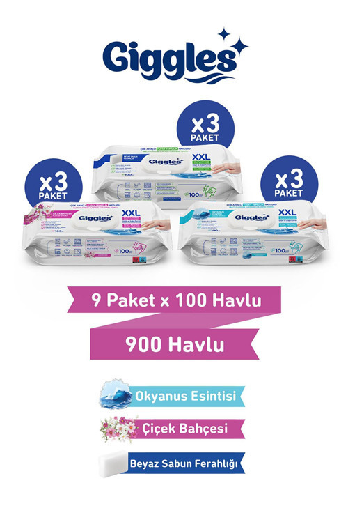 Xxl İz Bırakmayan Yüzey Temizlik Havlusu - (Beyaz Sabun-Çiçek Bahçesi-Okyanus Esintisi) 900 Havlu