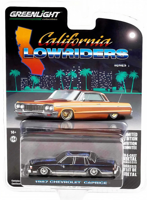 Greenlight 1/64 California Lowriders Series 1 - 1987 Chevrolet Caprice Lowrider - Custom Black Solid