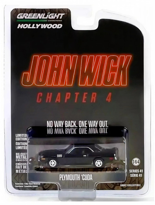 Greenlight 1/64 Hollywood Series 41- 1971 Plymouth 'Cuda - John Wick: Chapter 4 (2023)