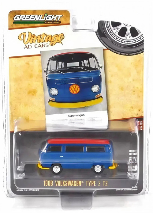 Greenlight 1/64 Vintage Ad Cars Series 10- 1968 Volkswagen Type 2 T2 39140-D