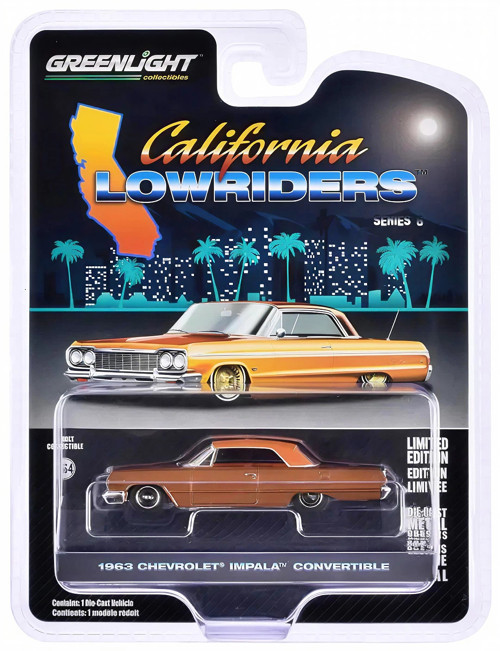 Greenlight 1/64 California Lowriders Series 6- 1963 Chevrolet İmpala Ss Convertible Top Up 63070-C