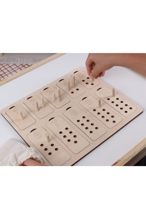 Doğal Ahşap Pim Takmalı Tablalı Sayı Ve Değerlerini Öğreniyorum Puzzle