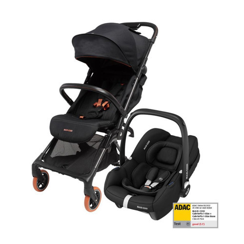 Oslo-Cabriofix İ-Size Tek Elle Katlanabilen Ultra Kompakt Seyahat Sistem Bebek Arabası Black Sport