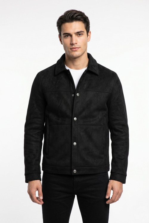 Erkek Siyah Regular Fit Mevsimlik Süet Spor Mont BGL-ST05437