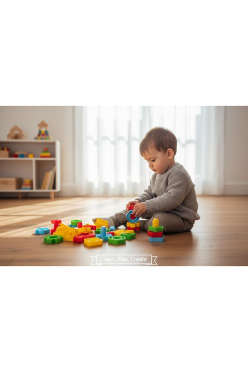Ecem Toys Vidali Eğitsel Renkli Geometrik Şekiller Seti Bpa İçermeyen Kaliteli Plastik -64 Parça