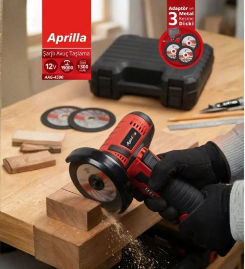 AAG-4590 Şarjlı Avuç Taşlama 12V 19000 dev/dk 76 mm Disk Set