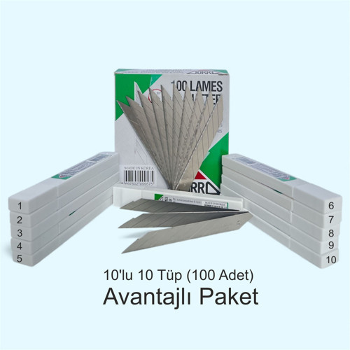 MB-301-30 6 Kırımlı 9mm 30° Açılı Paslanmaz Dar Maket Bıçağı