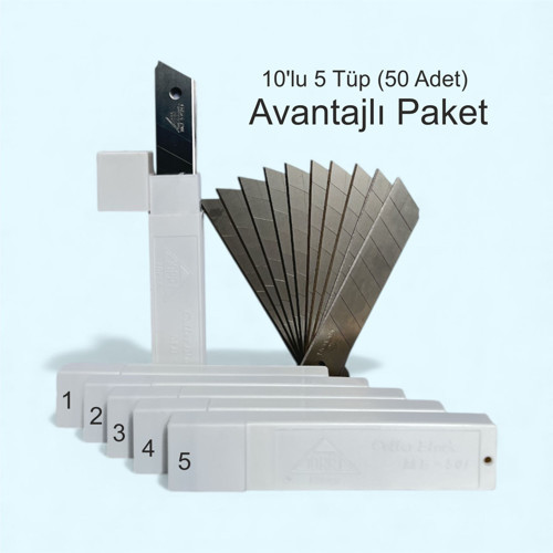 1404 Geniş Maket Bıçağı Yedeği 18mm 7 Kırımlı 50 Adet
