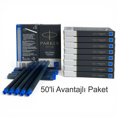 Dolma Kalem Kartuşu Quink Yıkanabilir Mavi (50’li Paket) 1950383