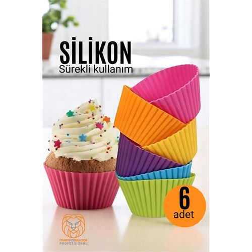 ieg™ HSNET Silikon Muffin Kalıbı - Sürekli Kullanım Muffin Kek Kalıbı 6 ADET