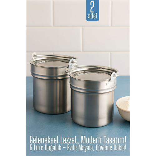 ieg™ 2 li Yoğurt Bakracı – Paslanmaz Çelik 5 Litre | Kapaklı, Hijyenik ve Dayanıklı