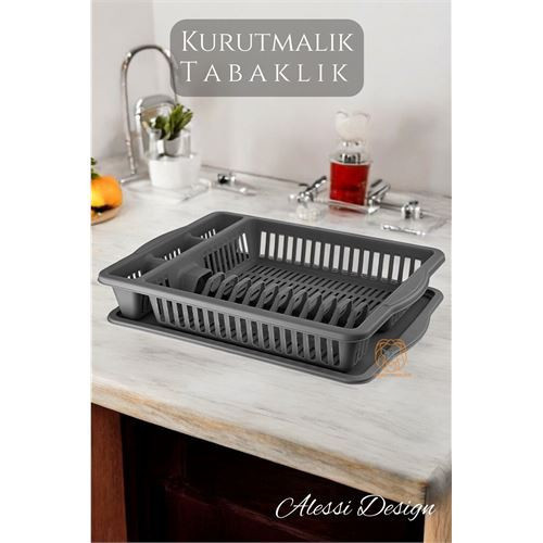 ieg™ Turk Bulaşık Durulama Sepeti Tabaklık Bulaşık Kurutmalık GRİ Alessi