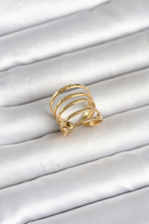 ieg™ 316L Çelik Gold Renk Sıralı Model Kadın Yüzük - TJ-BYK4183
