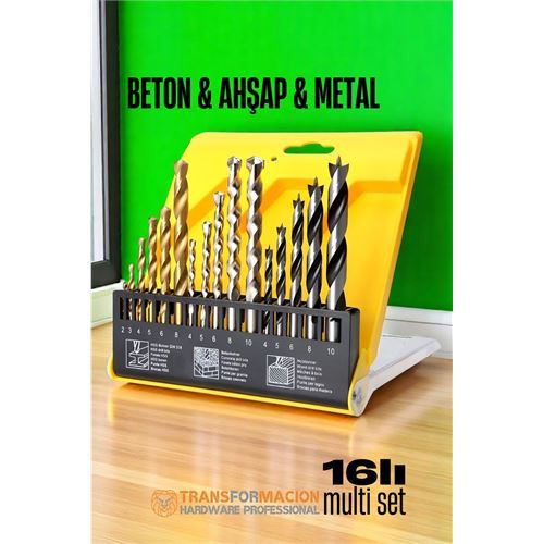 ieg™ Turk Matkap Ucu Seti- Beton Metal Ahşap Matkap Ucu Drill Bits Set 16 lı SET