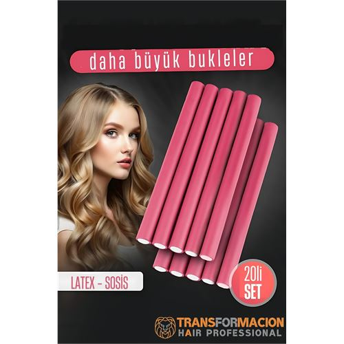 ieg™ HSNET Sosis Latex Bigudi - Isısız Saç Bigudisi 17 mm 20 Adet