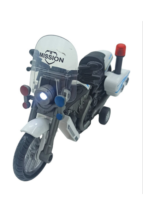 Popşeker Oyuncak Motorsikleti 3 Farklı Sesli, İşıklı Polis Motoru Sürtmeli 17X10Cm.