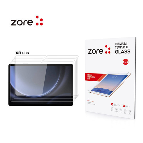 Galaxy Tab S9 FE Plus Uyumlu MKST 5in1 Tablet Temperli Cam Ekran Koruyucu-Renksiz
