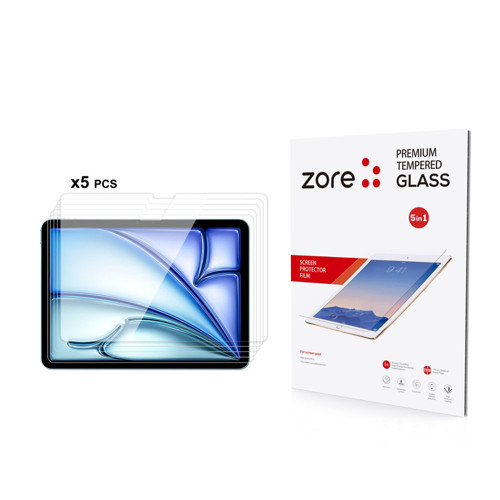 iPad Air 11 2024 Uyumlu MKST 5in1 Tablet Temperli Cam Ekran Koruyucu-Şeffaf