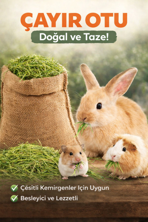 Doğal Çayır Otu Kemirgen Yemi Tavşan Hamster Ginepig Chinchilla Doğal Kurutulmuş Kemirgen Otu 400 Gr
