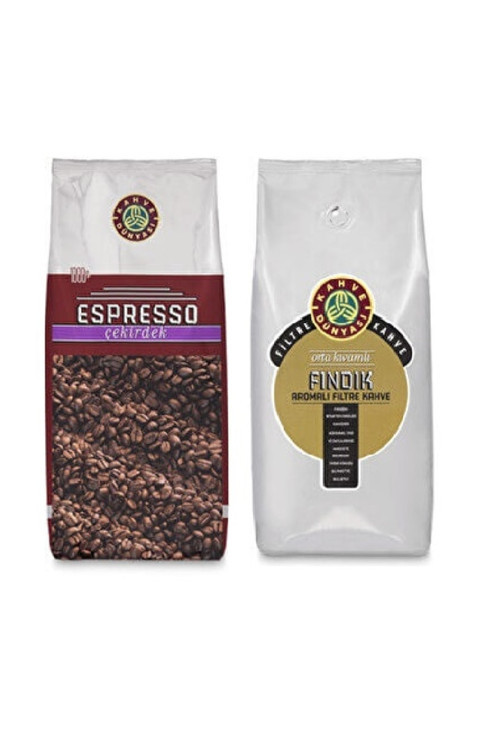 Espresso Çekirdek Kahve 1 Kg Ve Fındık Aromalı Çekirdek Kahve 1 Kg Fırsat Paketi