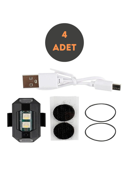 4 Adet Mini Uçak Kanat Led Kablosuz Aircraft Rgb Led Lamba Kablosuz Mini Çakar Usb Şarjlı