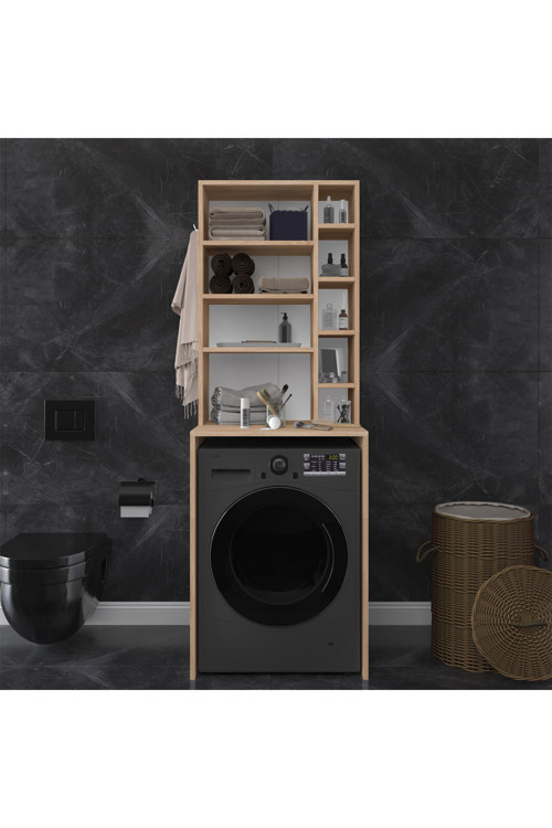 Lüks Raflı Çamaşır Kurutma Makinesi Dolabı %100 MDF Banyo Dolabı BD03