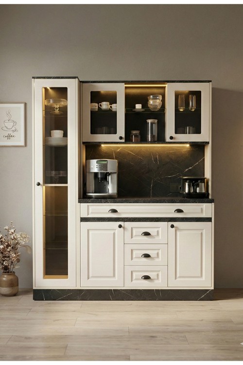 Mikel Masalı Kahve Köşesi Led Aydınlatmalı %100 Mdf Ücretsiz Montaj 160*45*200