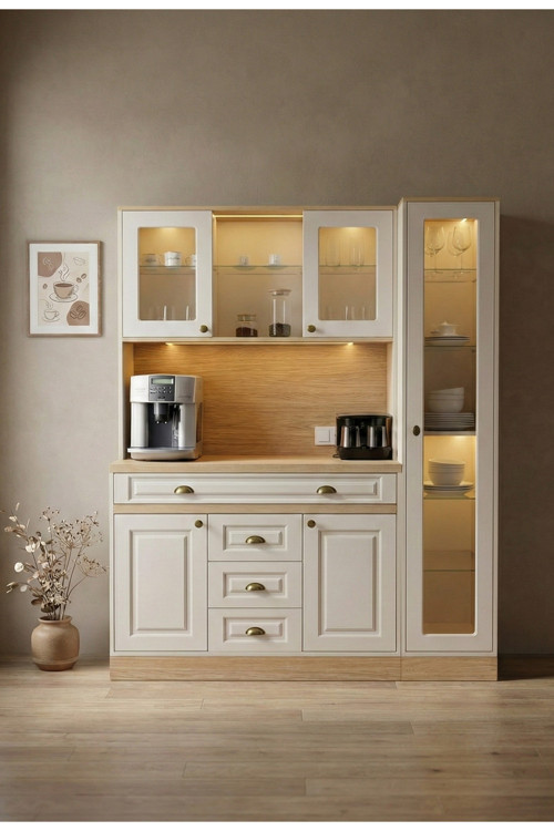 Mikel Masalı Kahve Köşesi Led Aydınlatmalı %100 Mdf Ücretsiz Montaj 160*45*200