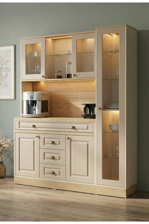 Mikel Masalı Kahve Köşesi Led Aydınlatmalı %100 Mdf Ücretsiz Montaj 160*45*200