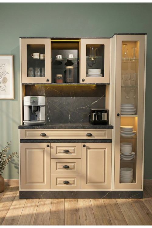 Mikel Masalı Kahve Köşesi Led Aydınlatmalı %100 Mdf Ücretsiz Montaj 160*45*200