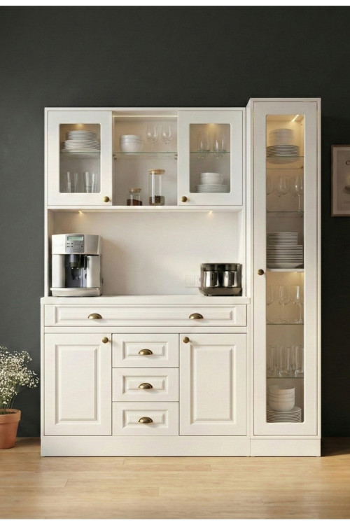 Mikel Masalı Kahve Köşesi Led Aydınlatmalı %100 Mdf Ücretsiz Montaj 160*45*200