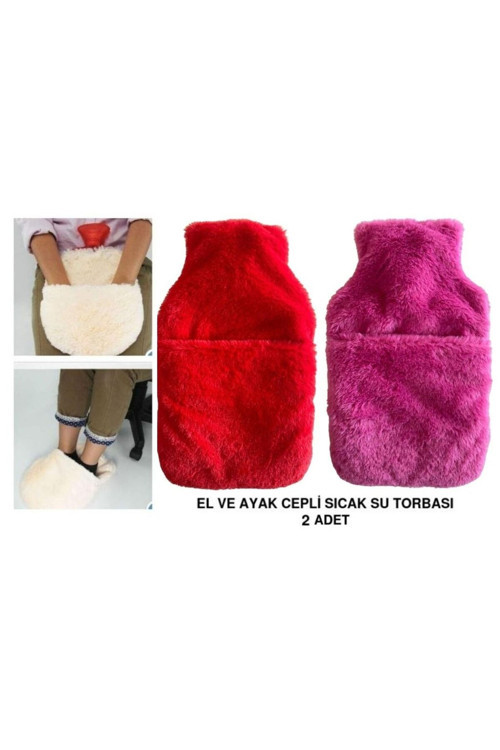 Sicak Su Torbasi 2 Adet,Cepli Peluş Termofor 32,5X17,5Cm 1500 Ml