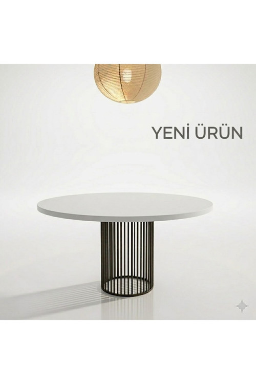 LİZA SİYAH METAL YUVARLAK 4 KİŞİLİK MUTFAK MASASI TAKIMI YEMEK ODASI MASASI 100 CM ÇAP