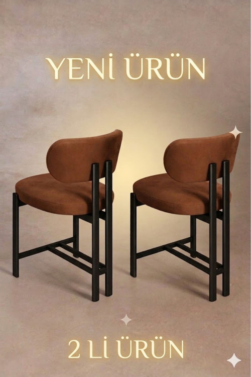 LİZA 2 ADET MUTFAK SANDALYESİ YEMEK ODASI SANDALYESİ SİYAH METAL