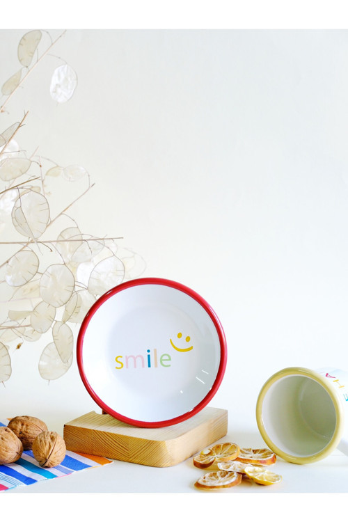 Emaye Tabak 12cm Smile Desen