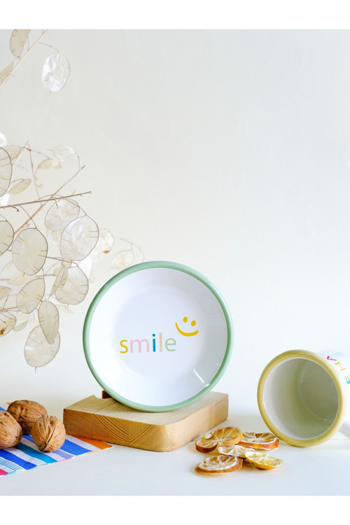 Emaye Tabak 12cm Smile Desen