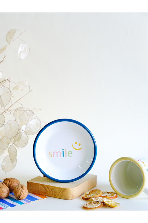 Emaye Tabak 12cm Smile Desen
