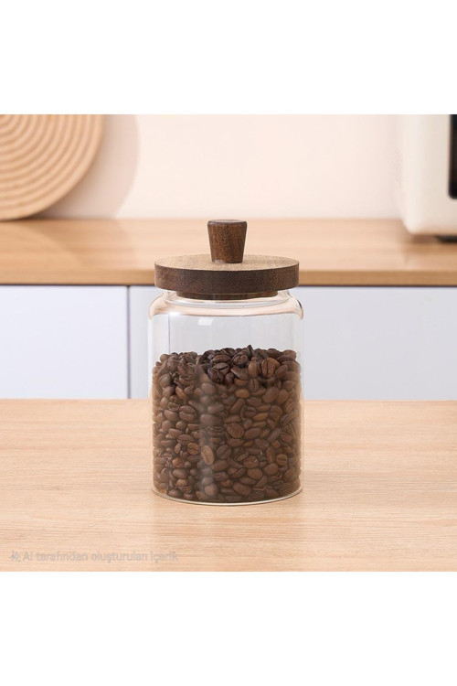 Akasya Kapaklı Borosilikat Cam Kavanoz (700ml)