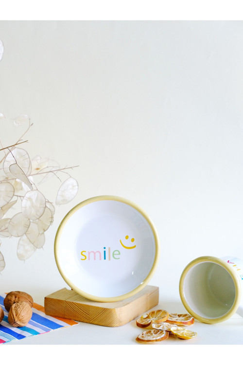 Emaye Tabak 12cm Smile Desen