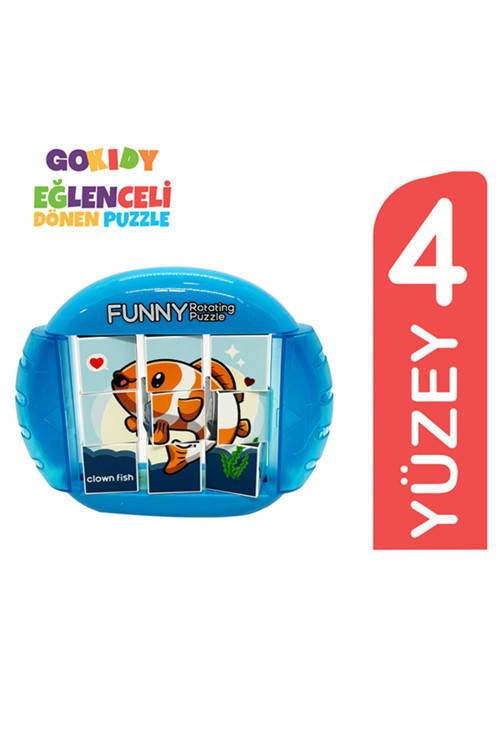 4 Farklı Desenli Eğlenceli Eğitici Dönen Puzzle